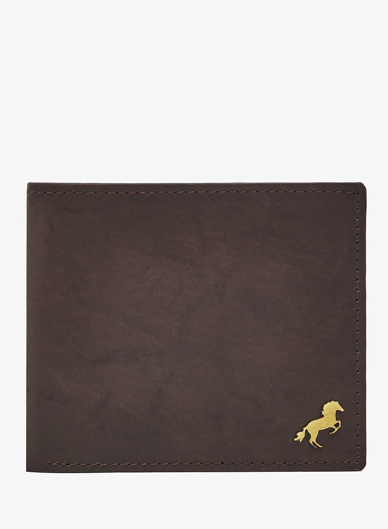 Robert Wood Genuine Leather Horse Logo Bi Fold Wallet